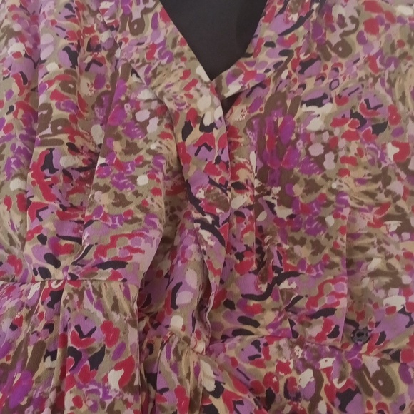 Y2K Bebe Womens Romper Jumper Sz XXS Pink Multi 100% Silk Watercolor One Piece - Picture 7 of 9